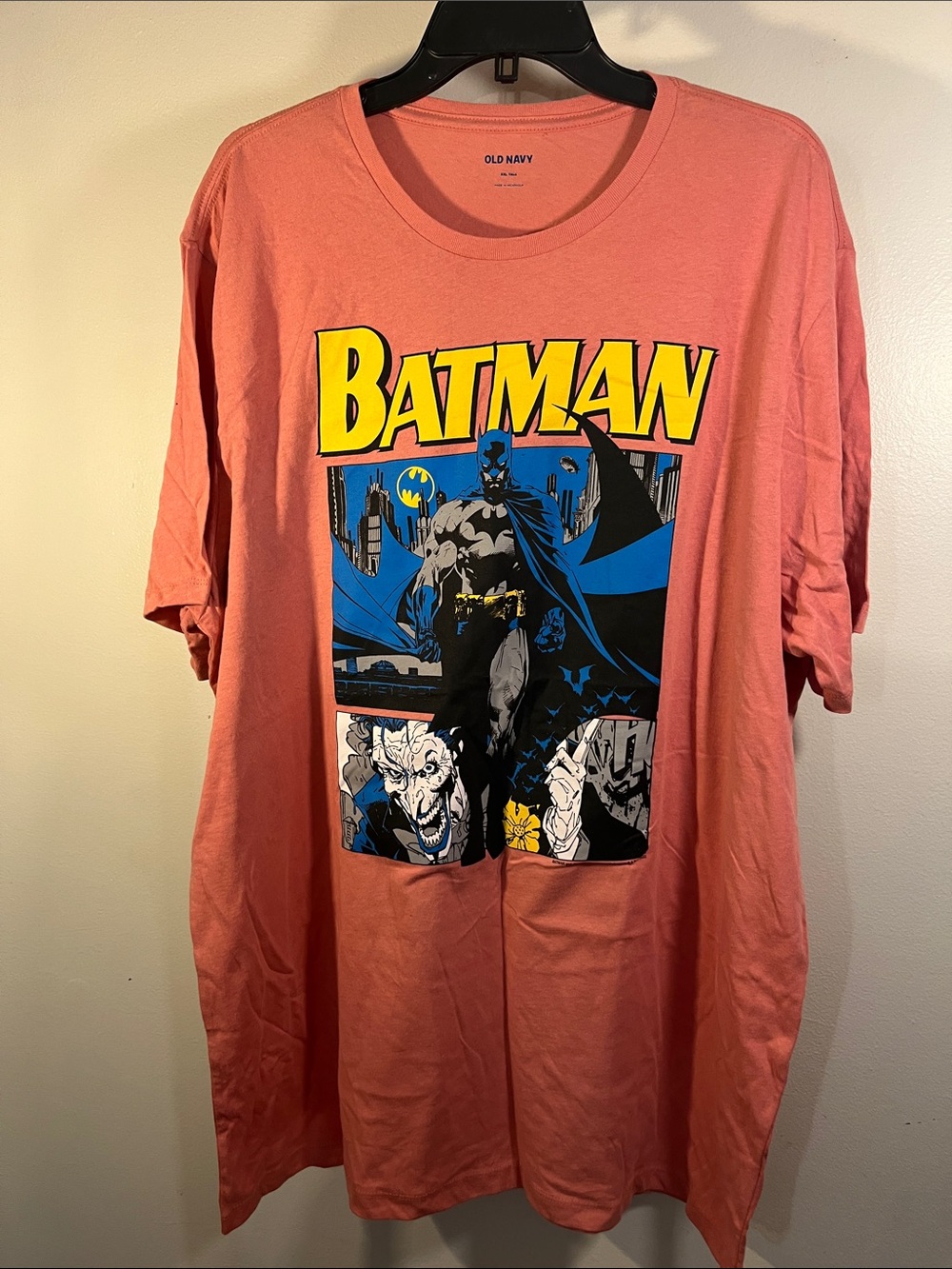 Old Navy Coral Pink Batman Graphic Short Sleeve Tee
